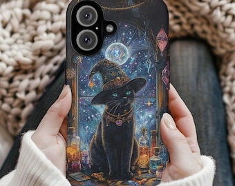 Funda para teléfono Black Cat Witch, Galaxy Mystic Magic, para iPhone y Samsung