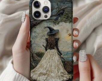 Vintage Witch Phone Case - Halloween Gothic magsafe phone case  | Fantasy Witchy Phone Case for iPhone & Samsung Galaxy S25 Ultra,Plus
