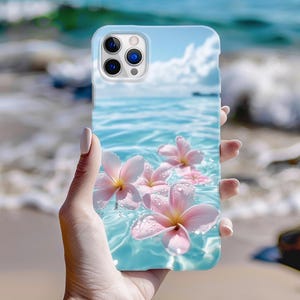 Tropical Floral Phone Case,Aesthetic Ocean Summer Phone Cover for iPhone 16 15 14 13 12 , Samsung S25 S24 S23Plus,Ultra
