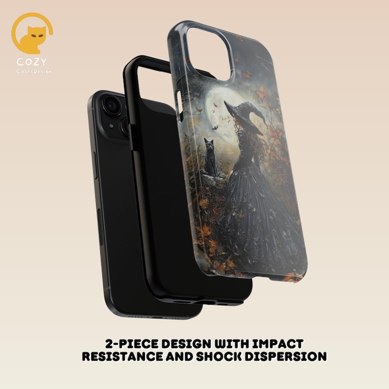 Personalized Gothic Witch Phone Case: Black Cat Magsafe Cover image 8