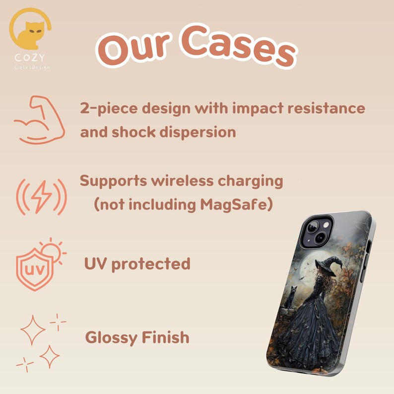 Personalized Gothic Witch Phone Case: Black Cat Magsafe Cover image 9