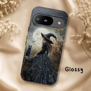 Personalized Gothic Witch Phone Case: Black Cat Magsafe Cover image 4