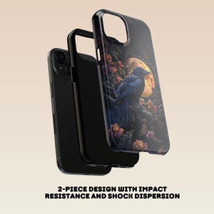 Gothic Raven Moon Phone Case: Spooky Floral Art, iPhone & Samsung image 8