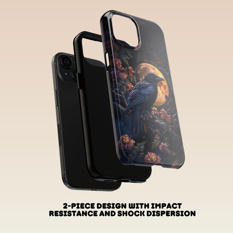 Gothic Raven Moon Phone Case: Spooky Floral Art, iPhone & Samsung image 8