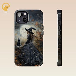 Personalized Gothic Witch Phone Case: Black Cat Magsafe Cover image 7