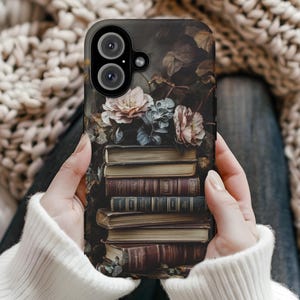 Vintage Book Aesthetic Phone Case - Floral Book iPhone,Samsung Cover - Dark Academia Gothic Phone Case