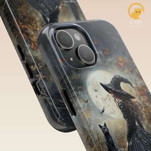 Personalized Gothic Witch Phone Case: Black Cat Magsafe Cover image 6