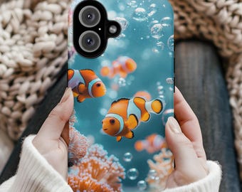 Clownfish Phone Case,Cute Ocean Phone Case, Tropical Fish Cover, Aesthetic Marine Phone Case for iPhone 16 15 14 13 12 , Samsung S25 S24