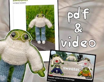 Knitting Pattern - Frog Sweater, PDF Pattern for 5.1-inch Frog Clothes