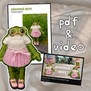 Knitting Pattern for Pleated Skirt for 5.1-inch Frog, PDF Digital Pattern for Toy Frog Clothes