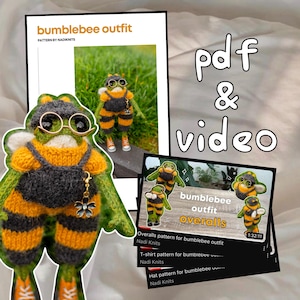 Bumblebee Outfit Knitting Pattern For Knitted Frog, Clothes PDF pattern for 5.1-inch Frog