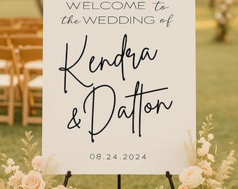 Personalized Wedding Welcome Sign: Modern Minimalist Ceremony Decor