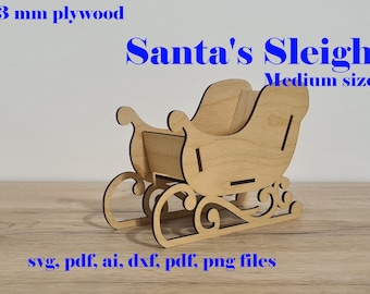 Santa&#39;s Sleigh Decoration Laser Cut Files for 3mm Plywood (Digital Download)