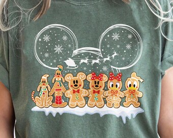 Disney Mickey and Friends Family Gingerbread Christmas Shirt, Disneyland Xmas Sweatshirt, WDW Gingerbread Cookie Shirt