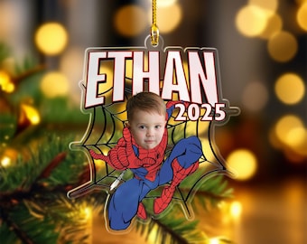 Personalized Spidey Christmas Ornament, Spiderman Xmas Ornament, Custom Christmas Ornament, Spiderman Custom Shape Acrylic Custom Name