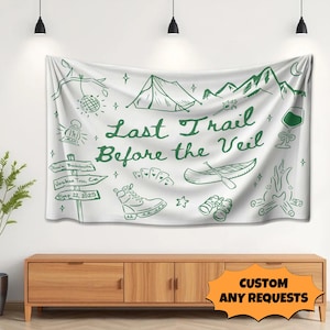 Custom Bachelorette Party Decor, Mountain Bachelorette Party Banner, Personalized Forest Bach Tapestry, Hiking Bridal Shower