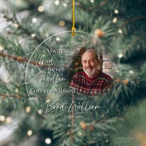 Custom Memorial Photo Gift Ornament, Grandparents Photo Christmas Ornament, Remembrance Mom Dad Gift Photo Ornament, Keepsake Xmas Gift