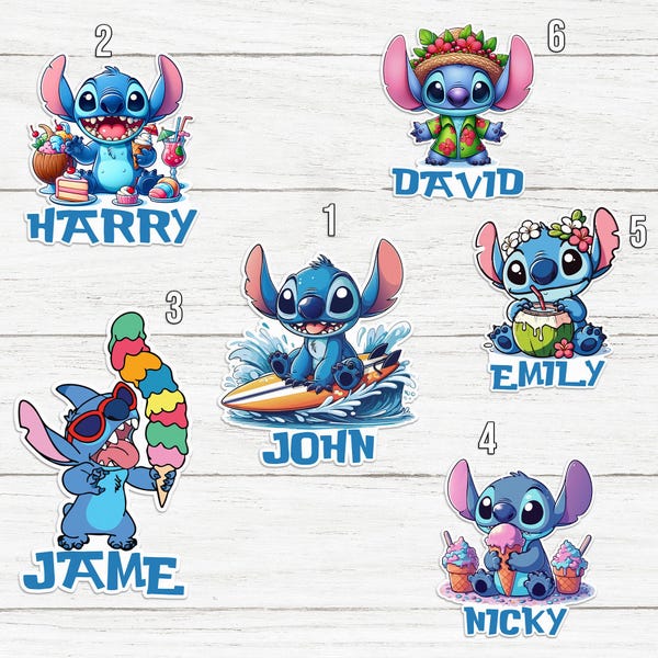Personalized WDW Stitch Cruise Door Magnet, WDW Surfing Stitch Summer Trip Magnets For Stateroom Door, Family Stitch Birthday Magnet