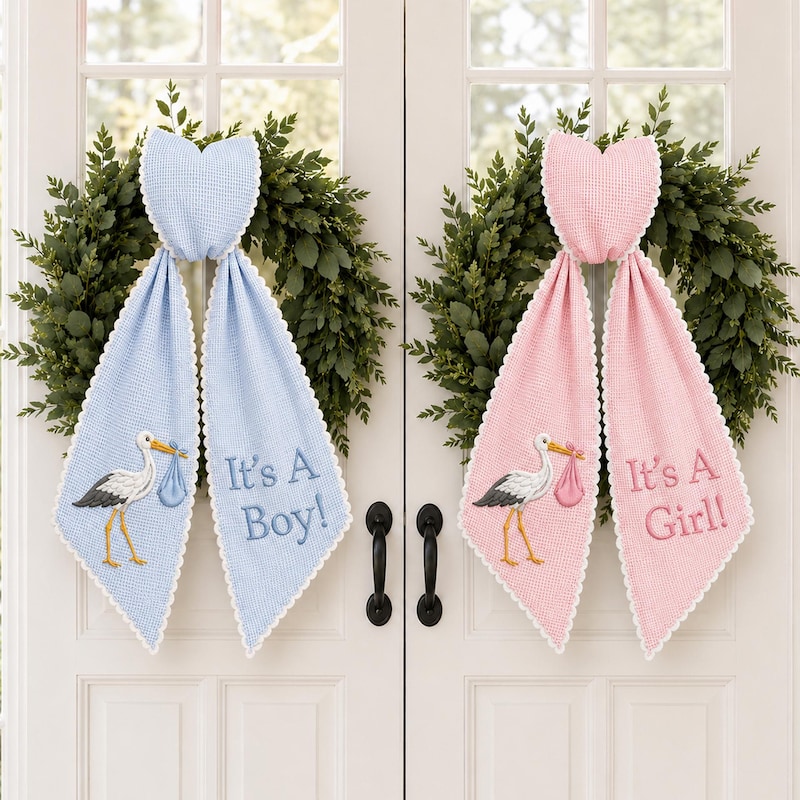 Wreath Sash Baby Stork - Etsy