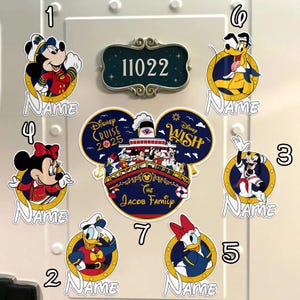 Disney Cruise Ship Customize Name Magnet, Cruise Line Ship Name Door Magnet, Family Cruise Trip Magnet, Mickey And Friends Cruise Magnet