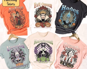 Retro Disney Villains Group Goth Punk Shirt, Retro Disney Halloween shirt, Hades Evil Queen Maleficent shirt, Ursula Cruella Jafar Shirts