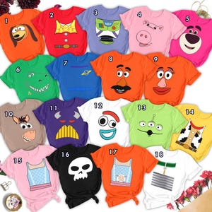 Beloved Toy Story Characters Halloween Costume Tshirt, Animated Toys Cosplay Inspired Shirt, Halloween Costume For Family Group T Shirt