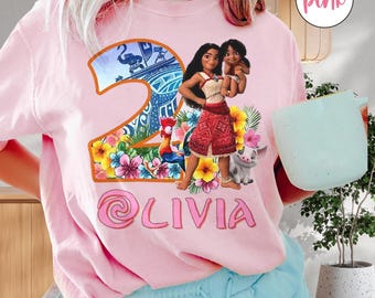 Personalized WDW Moana 2 Princess T-Shirt, WDW Pua Hei Hei Moana Princess Comfort Color Shirt, Custom WDW Moana Birthday Gift