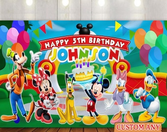 WDW Clubhouse Mickey et ses amis, bannière de toile de fond, personnages de dessins animés pour enfants WDW Clubhouse, décoration de fête d'anniversaire pour enfants