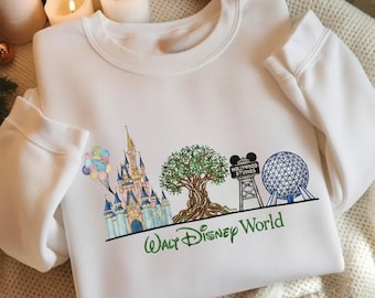 Walt WDW World Embroidered Sweatshirt, WDWland Magic Kingdom Sweatshirt, WDW Castle, Tree Of Life, Hollywood, EPCOT Embroidery