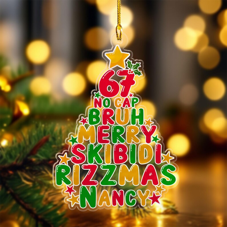 Hot Number 67 Bruh Acrylic Ornament, Custom Name Six Seven Ornament ...