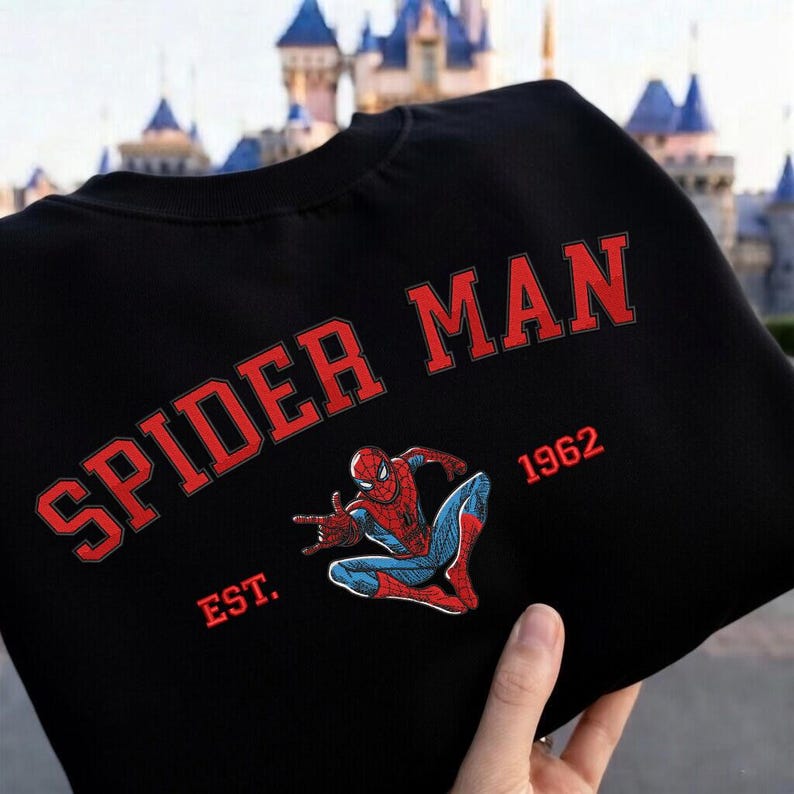 Embroidery Spiderman Sweatshirt , Marvel Birthday Party Gift Shirt, Disney Superhero Birthday Embroidery, Spiderman Retro Gift Shirt image 3