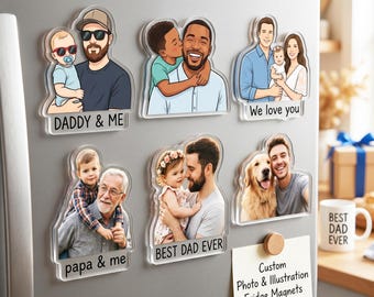Imán personalizado con foto de papá e hijos, imán con foto de papá, regalo del Día del Padre para papá, regalo para esposo, regalo para papá primerizo, abuelo, regalo para esposo