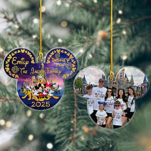 Personalized Disney Family Trip Photo 2025 Ornament, Disneyworld Ornament, Disney Photo Ornament, Family Vacation Photo Ornament