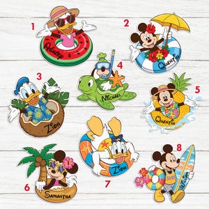 Personalized Mickey And Friends Cruise Magnet, WDW Pool Float Character Door Decor, WDWland Summer Vacation Beach Magnet