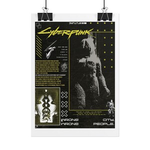Pôsteres Brutalistas de Cyberpunk 2077 em Formato de Enrolar | Arte de Cidade Distópica imagem 3