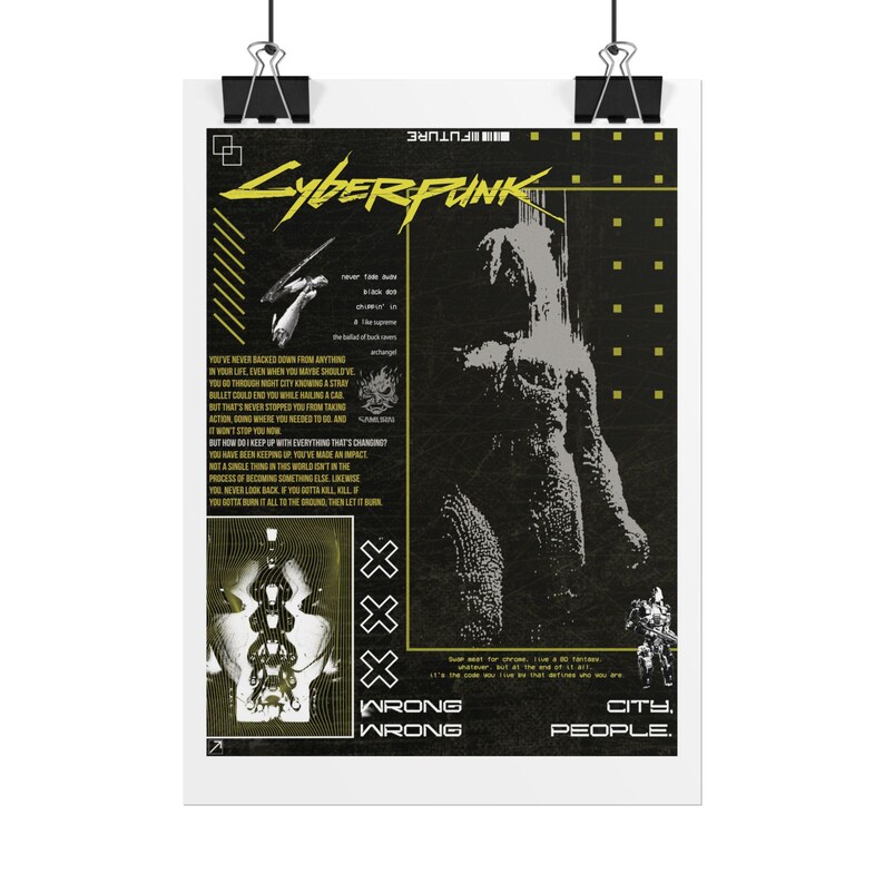 Pôsteres Brutalistas de Cyberpunk 2077 em Formato de Enrolar | Arte de Cidade Distópica imagem 3