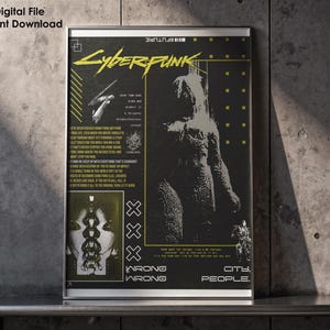 Cyberpunk Poster - Digitale Datei | Gelb & Weiß