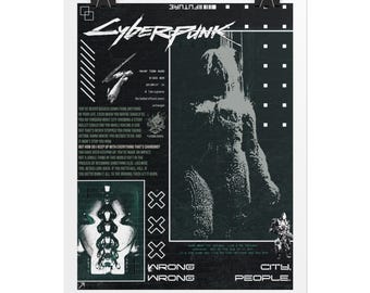 Cyberpunk - Pôster Enrolado Azul-Turquesa