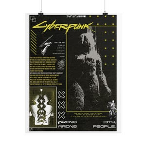 Pôsteres Brutalistas de Cyberpunk 2077 em Formato de Enrolar | Arte de Cidade Distópica imagem 5