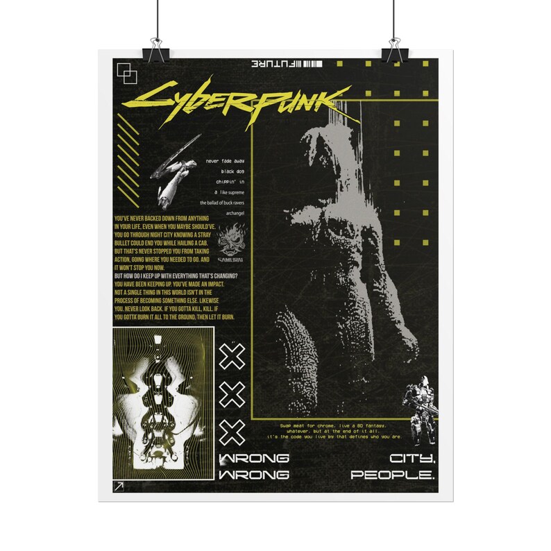 Pôsteres Brutalistas de Cyberpunk 2077 em Formato de Enrolar | Arte de Cidade Distópica imagem 4