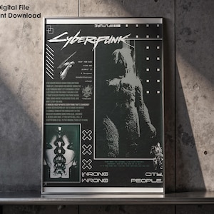 Póster de Cyberpunk - Archivo digital / Verde azulado y blanco