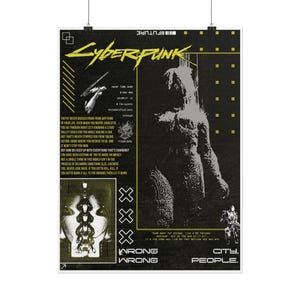 Pôsteres Brutalistas de Cyberpunk 2077 em Formato de Enrolar | Arte de Cidade Distópica imagem 2