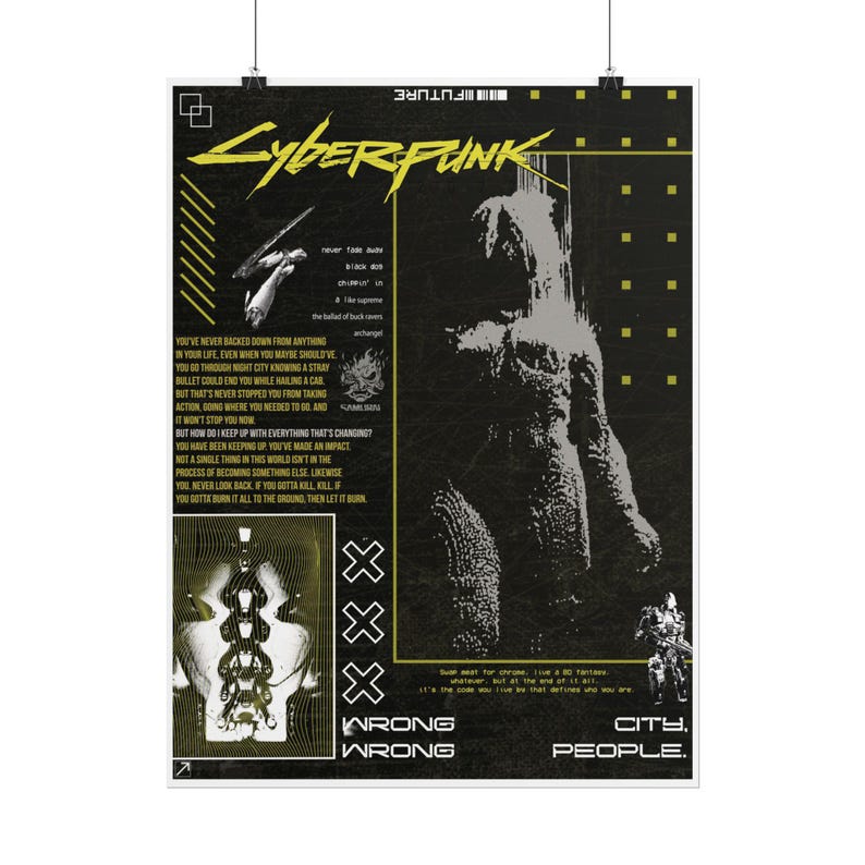 Pôsteres Brutalistas de Cyberpunk 2077 em Formato de Enrolar | Arte de Cidade Distópica imagem 2