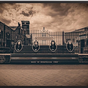 POSTER Framed or Unframed | Black Sabbath Poster | Black Sabbath Bench | Black Sabbath Bridge | Birmingham Rock Landmark | Heavy Metal Decor