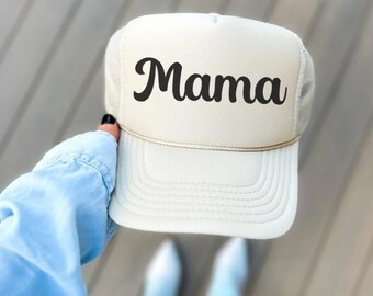 Mama Embroidery Trucker Hat | Tan Otto Snap Back Hat | Mother’s Day Gift | Trendy Baseball Cap | Summer Beach Hat for Mom | Mama Gift