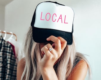 Local Trucker Hat | Tan Embroidered Lake Hat | Beach Vacation Adjustable Ball Cap | Women’s Boat Apparel | Pool Summer Beach Lake Cap