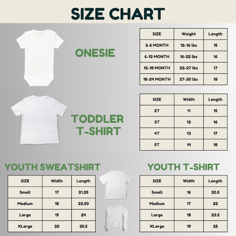the size chart for a baby boy's bodysuit