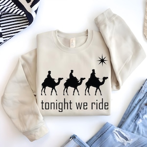 Three Wise Men Christmas Tee: Tonight We Ride Christian Shirt
