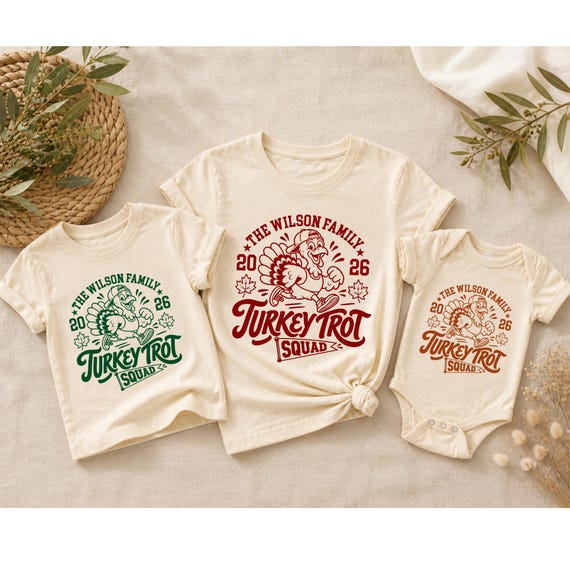 Personalized Turkey Trot Family Shirt, Custom Thanksgiving Squad Family Reunion Shirt