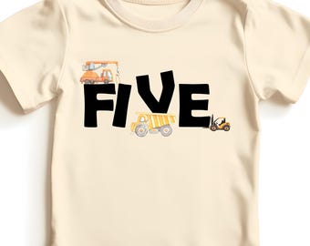 5th Birthday Construction Shirt: Toddler Five Year Old Tee